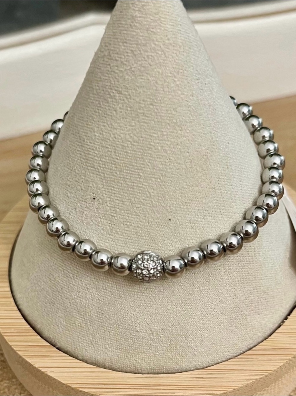 Park Lane ‘Mars’ Beaded Stackable Bracelet with Pave Accent - Silver